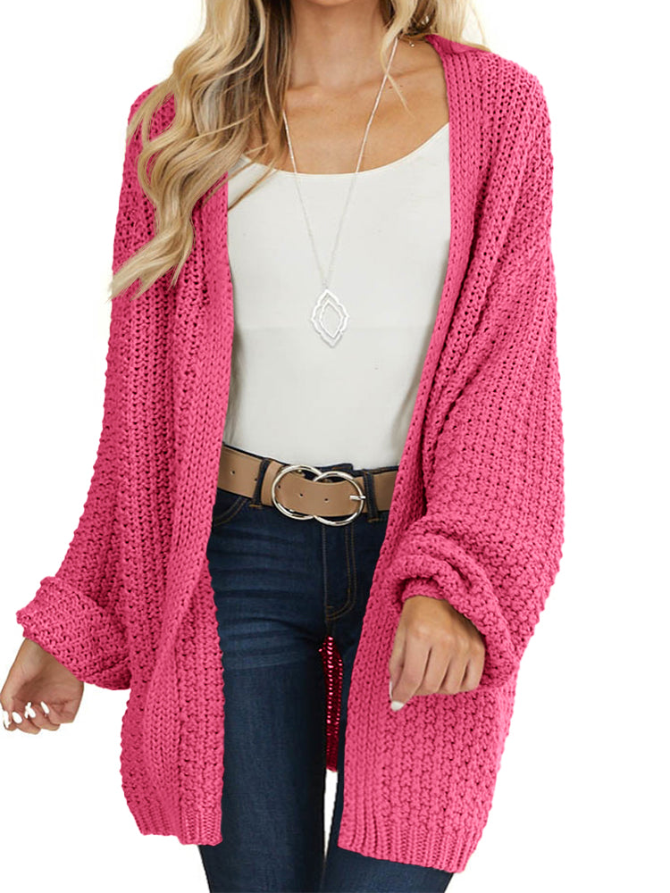 Saodimallsu Womens Oversized Open Front Knit Cardigan