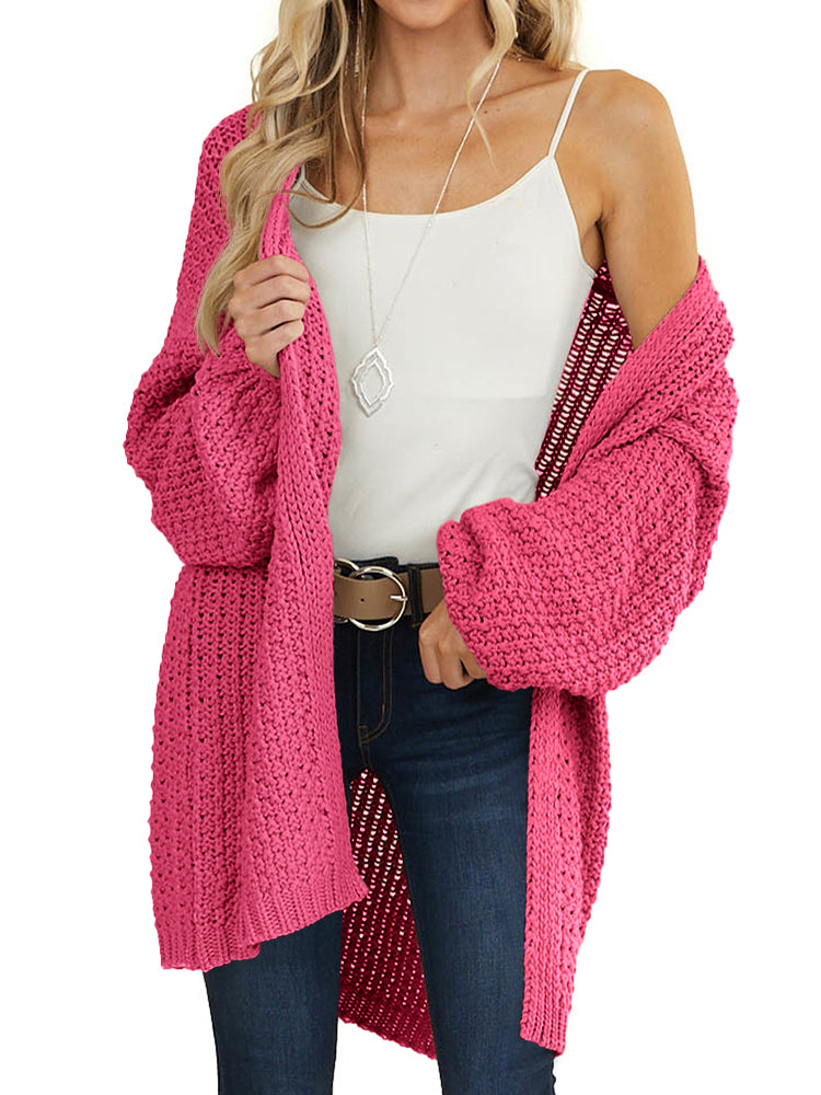 Saodimallsu Womens Oversized Open Front Knit Cardigan