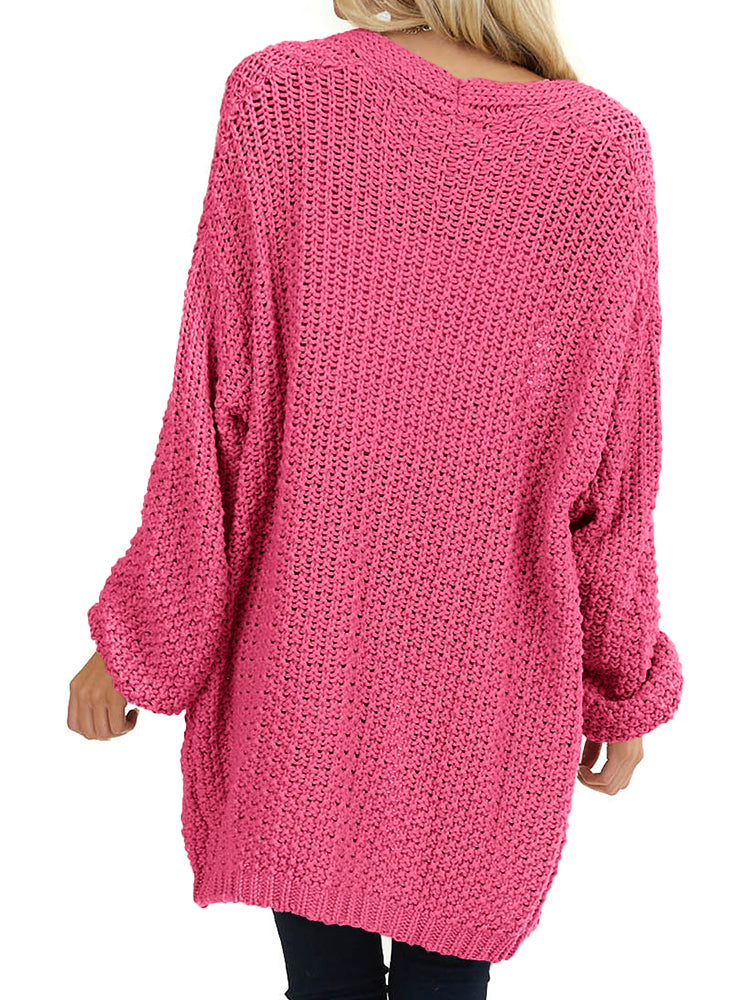 Saodimallsu Womens Oversized Open Front Knit Cardigan