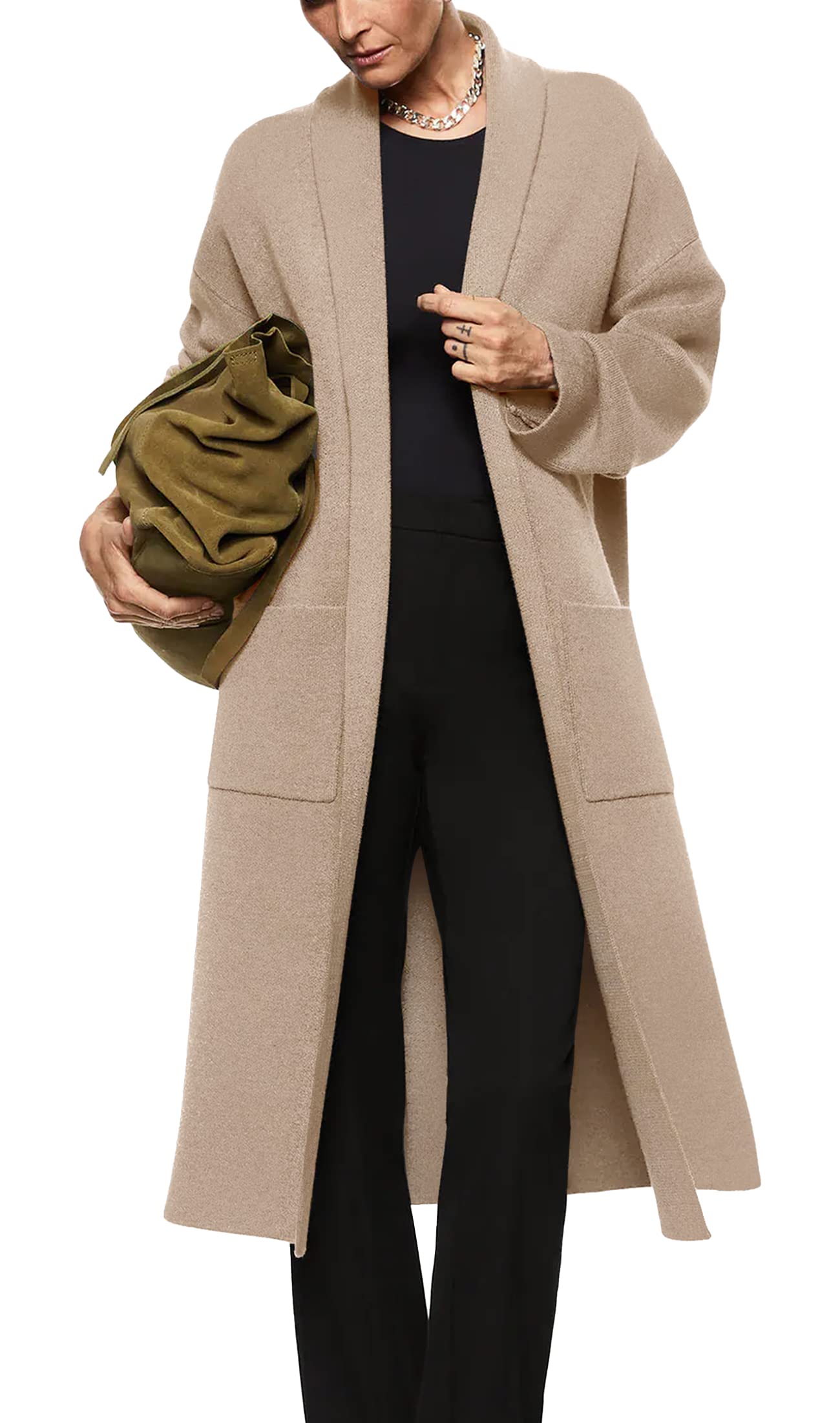 Saodimallsu Womens Oversized Open Front Cardigan