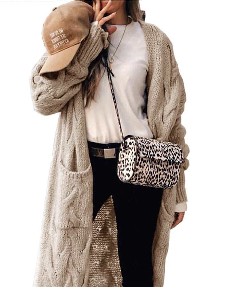 Saodimallsu Womens Cable Knit Long Cardigan