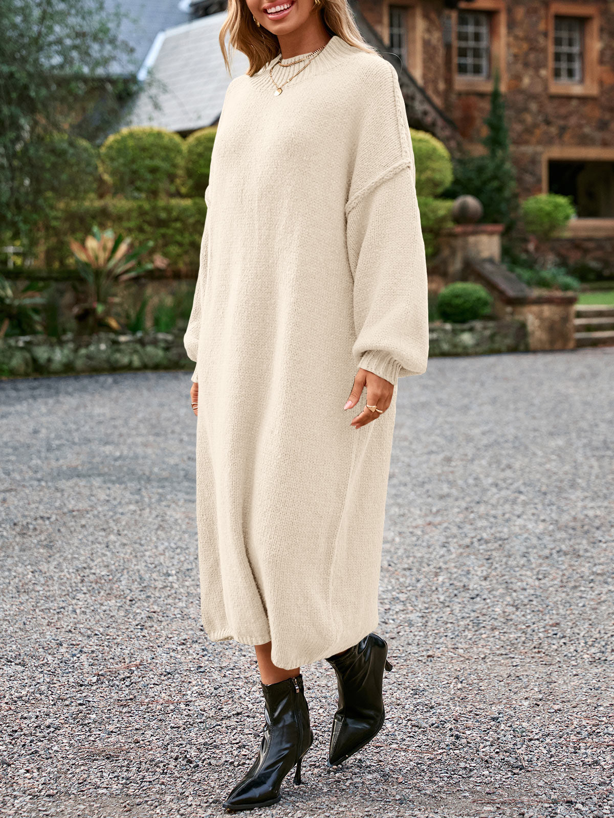 Saodimallsu Womens Mock Neck Sweater Dress
