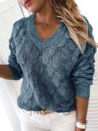 Saodimallsu Womens Crochet V Neck Blouses Sweater