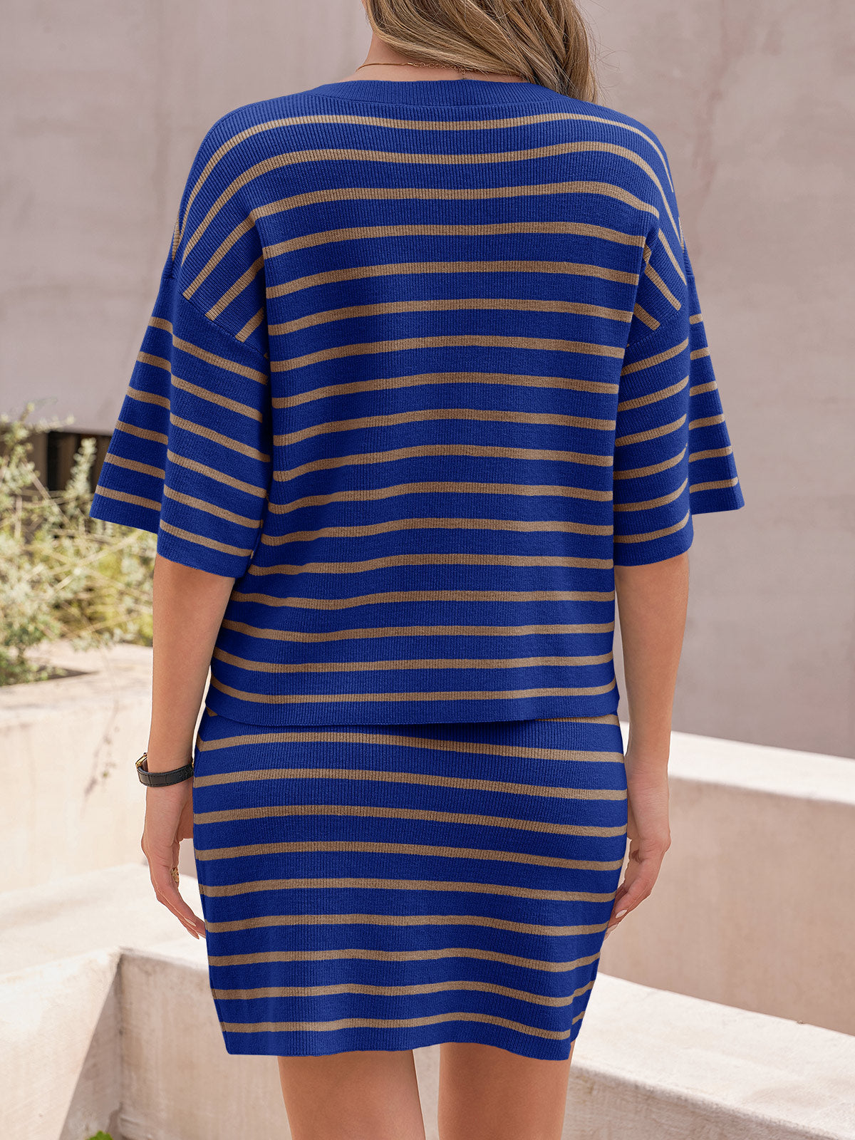 Saodimallsu Womens Striped Knit Two Piece Set