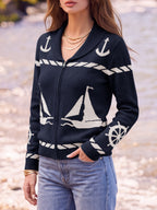 Saodimallsu Womens Zip Up Collared Sweater