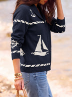 Saodimallsu Womens Zip Up Collared Sweater