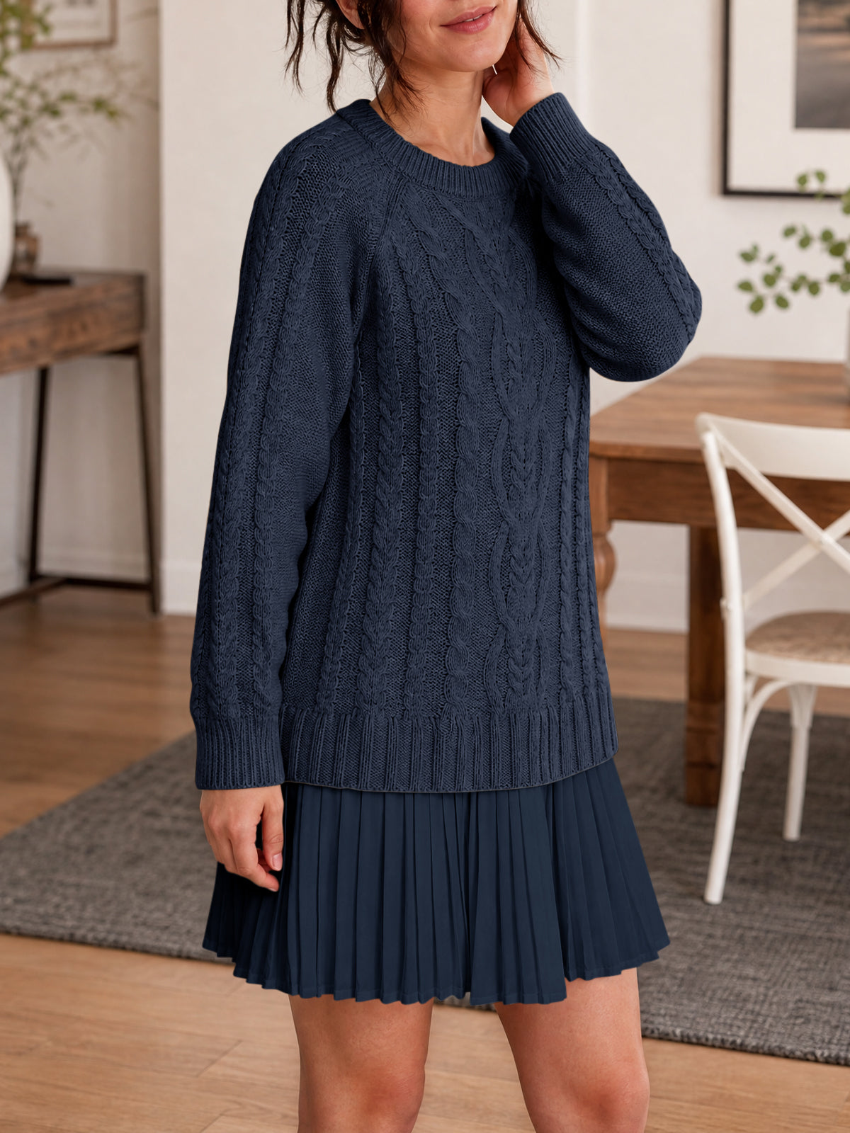 Saodimallsu Women Cable Knit Sweater Dress