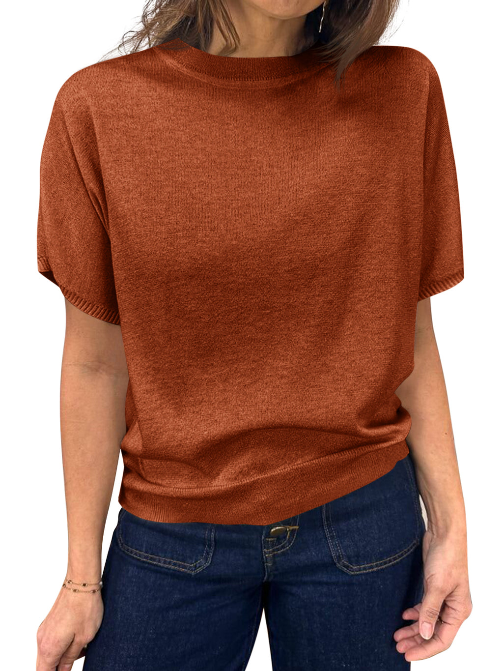 Saodimallsu Women's Crew Neck Knit Sweater