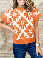 Saodimallsu Womens Floral Short Sleeve Knit Pullover