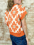 Saodimallsu Womens Floral Short Sleeve Knit Pullover
