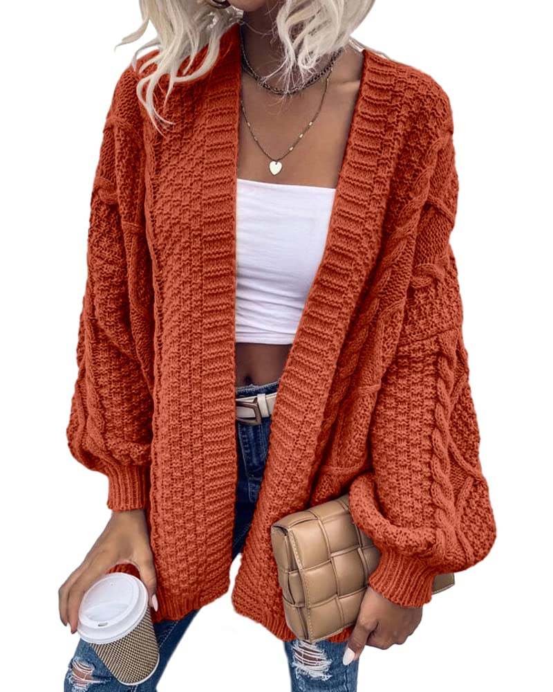 Saodimallsu Womens Chunky Cable Knit Cardigan