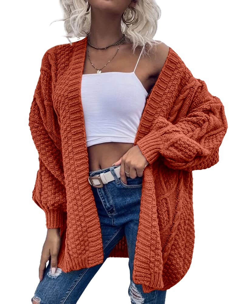 Saodimallsu Womens Chunky Cable Knit Cardigan
