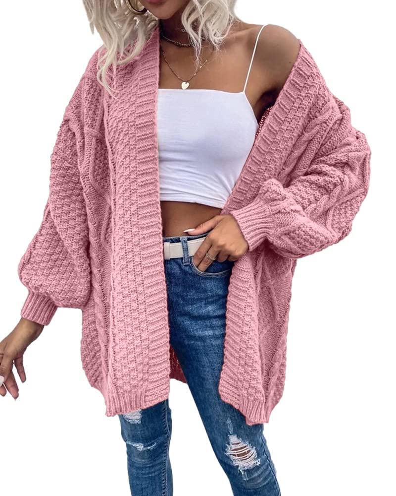 Saodimallsu Womens Chunky Cable Knit Cardigan