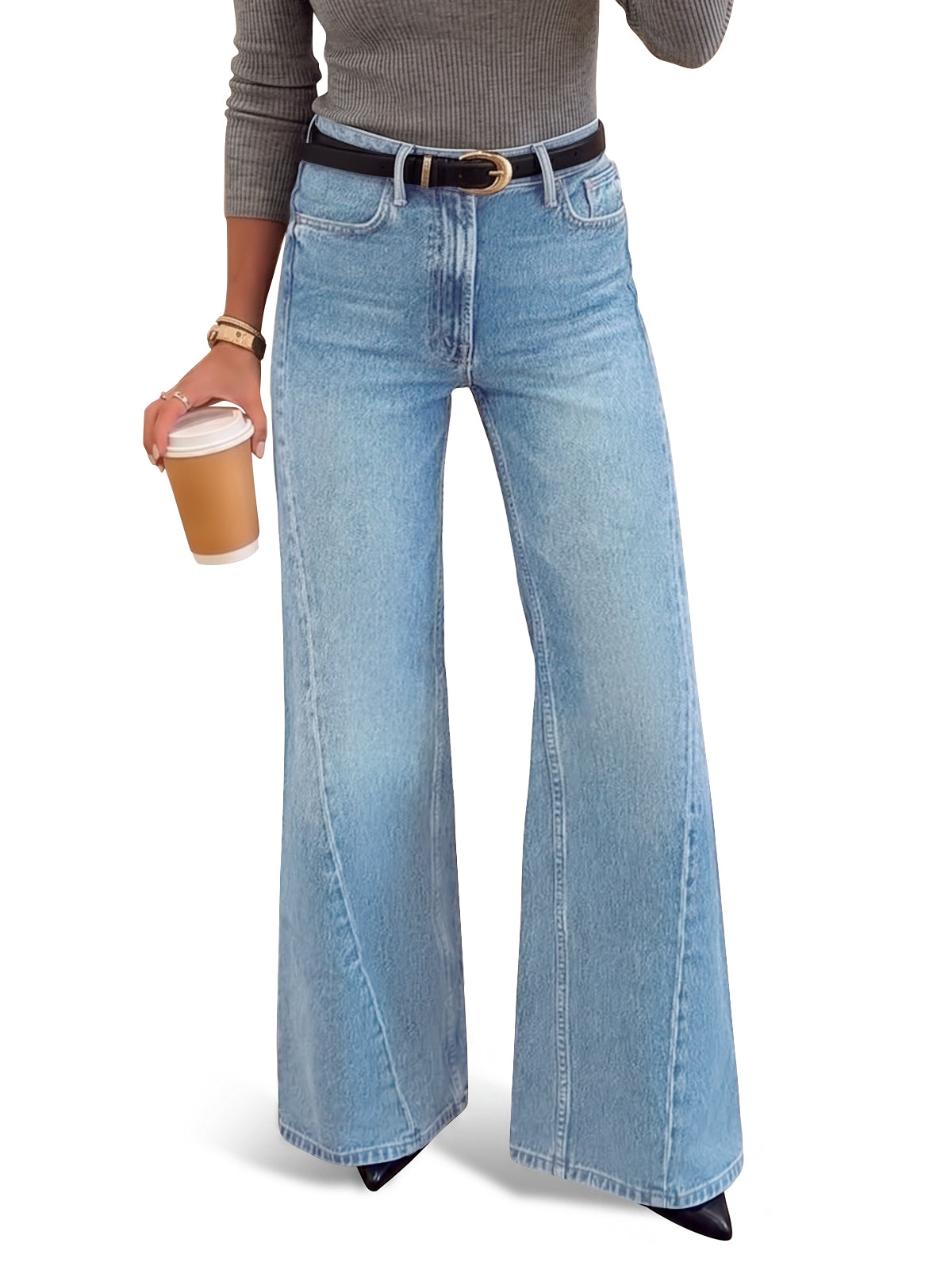 Saodimallsu Women High Waisted Flare Jeans