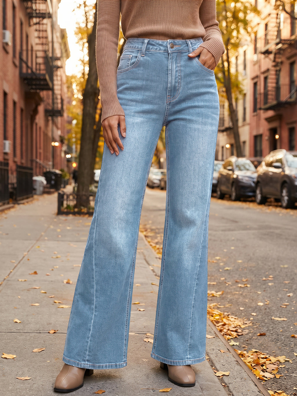 Saodimallsu Women High Waisted Flare Jeans