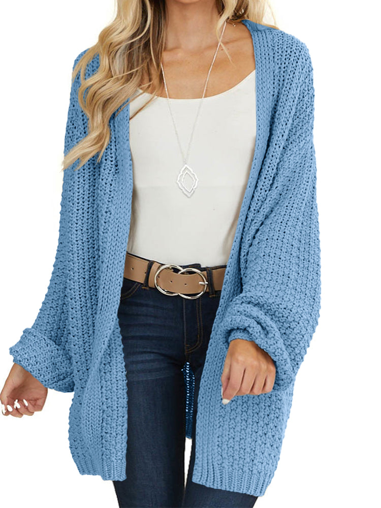 Saodimallsu Womens Oversized Open Front Knit Cardigan