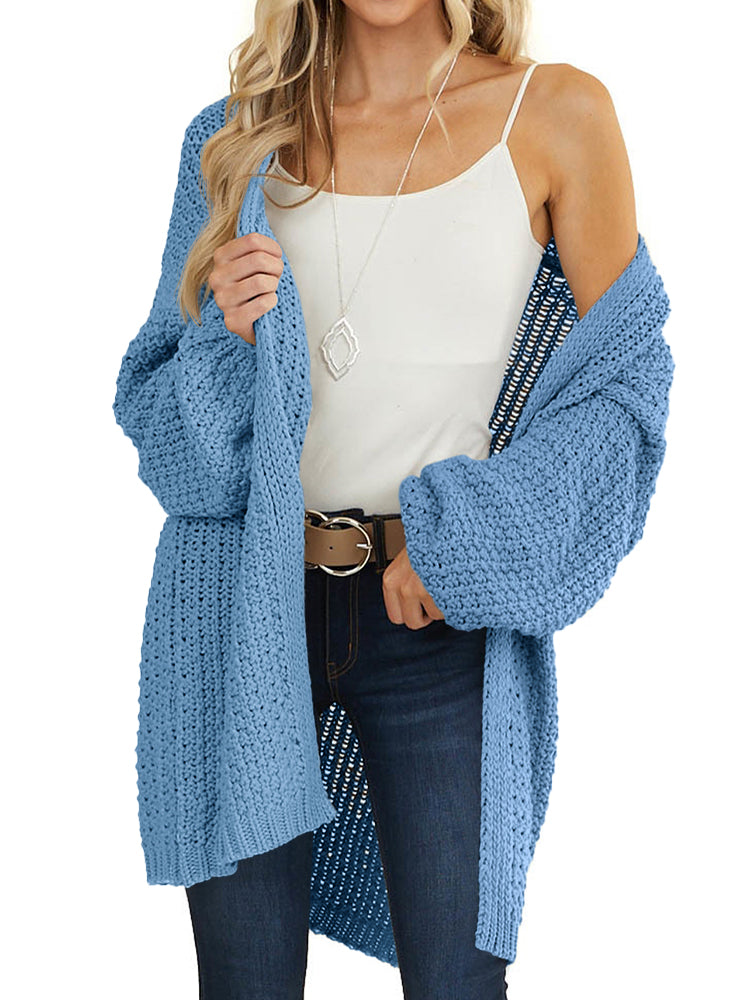 Saodimallsu Womens Oversized Open Front Knit Cardigan
