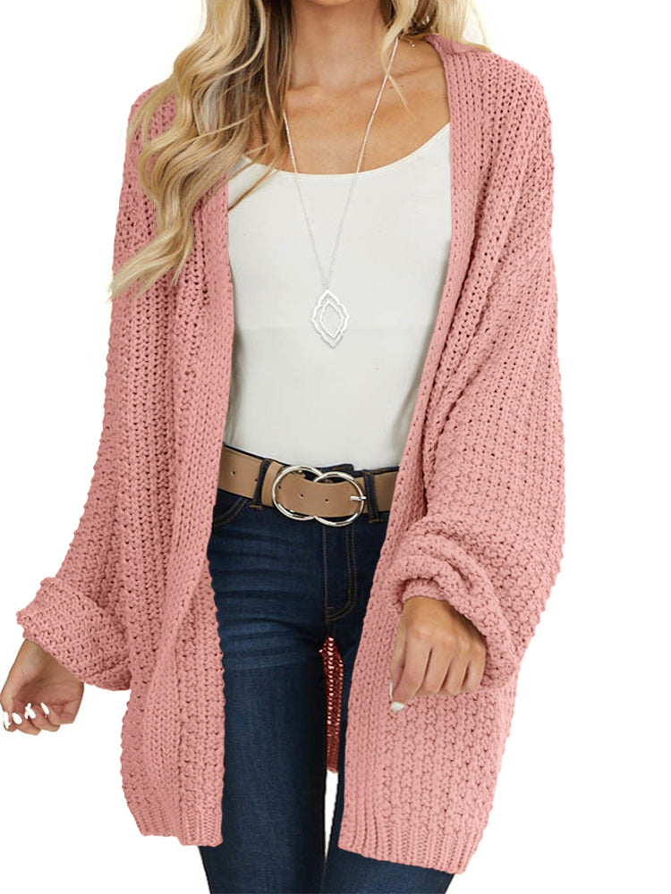 Saodimallsu Womens Oversized Open Front Knit Cardigan