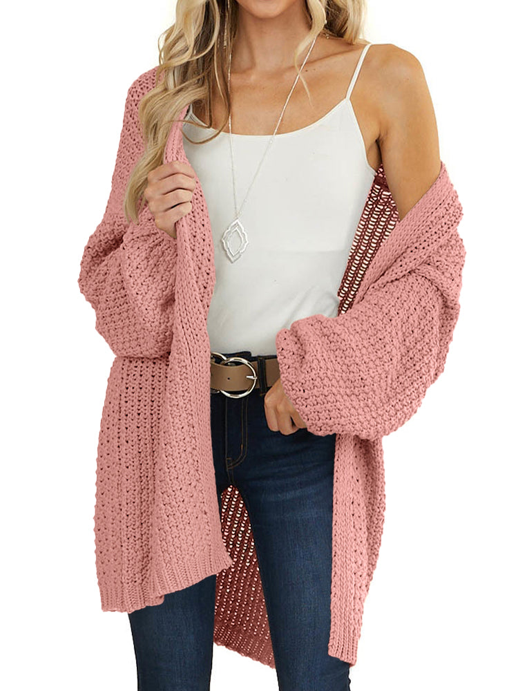 Saodimallsu Womens Oversized Open Front Knit Cardigan