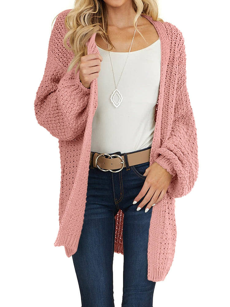 Saodimallsu Womens Oversized Open Front Knit Cardigan