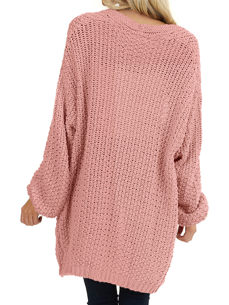 Saodimallsu Womens Oversized Open Front Knit Cardigan