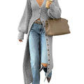 Saodimallsu Light gray Womens V Neck Cardigan