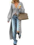 Saodimallsu Light gray Womens V Neck Cardigan