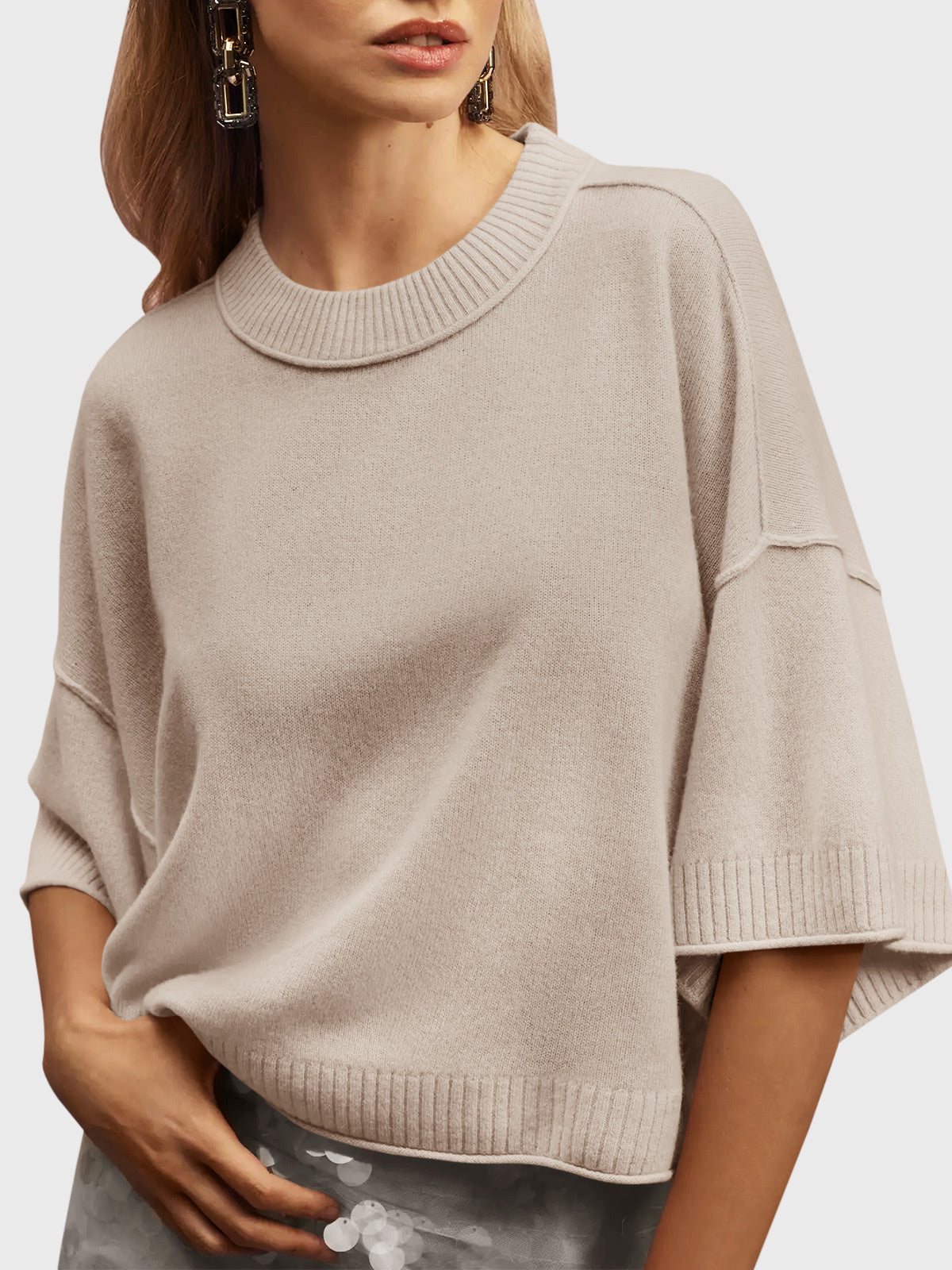 Saodimallsu Womens Oversized Cropped Sweater