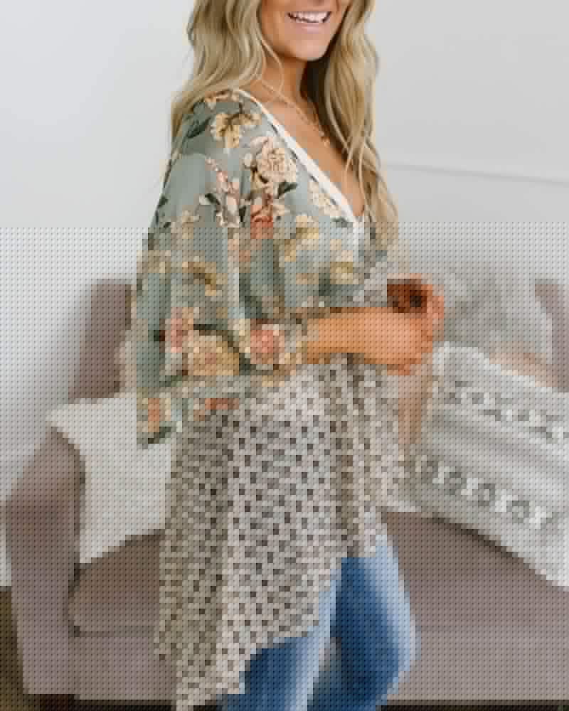 Saodimallsu Womens Tie Front Floral Kimono Cardigans
