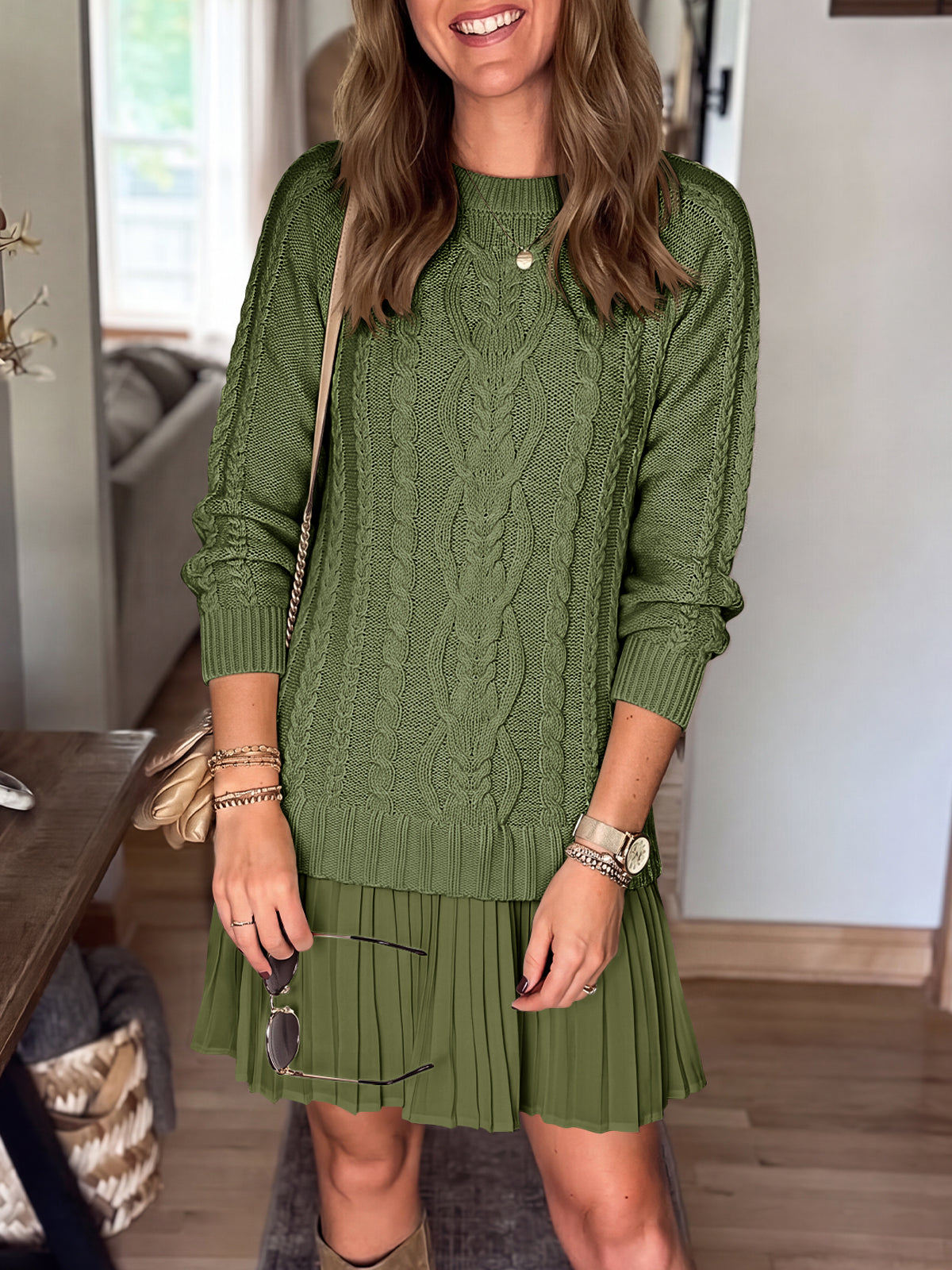 Saodimallsu Women Cable Knit Sweater Dress