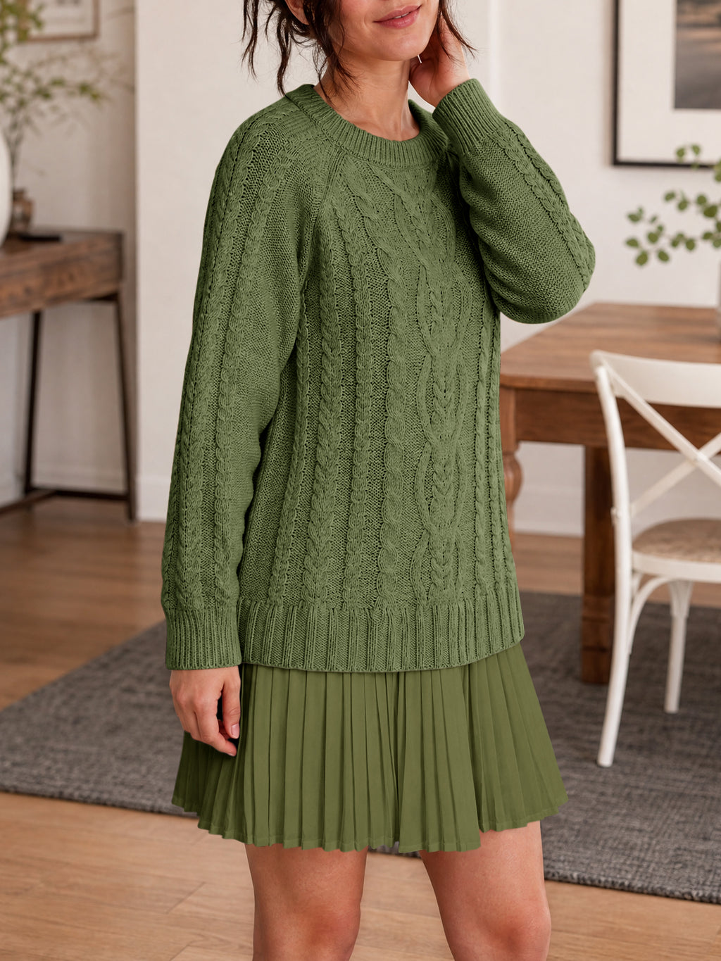 Saodimallsu Women Cable Knit Sweater Dress