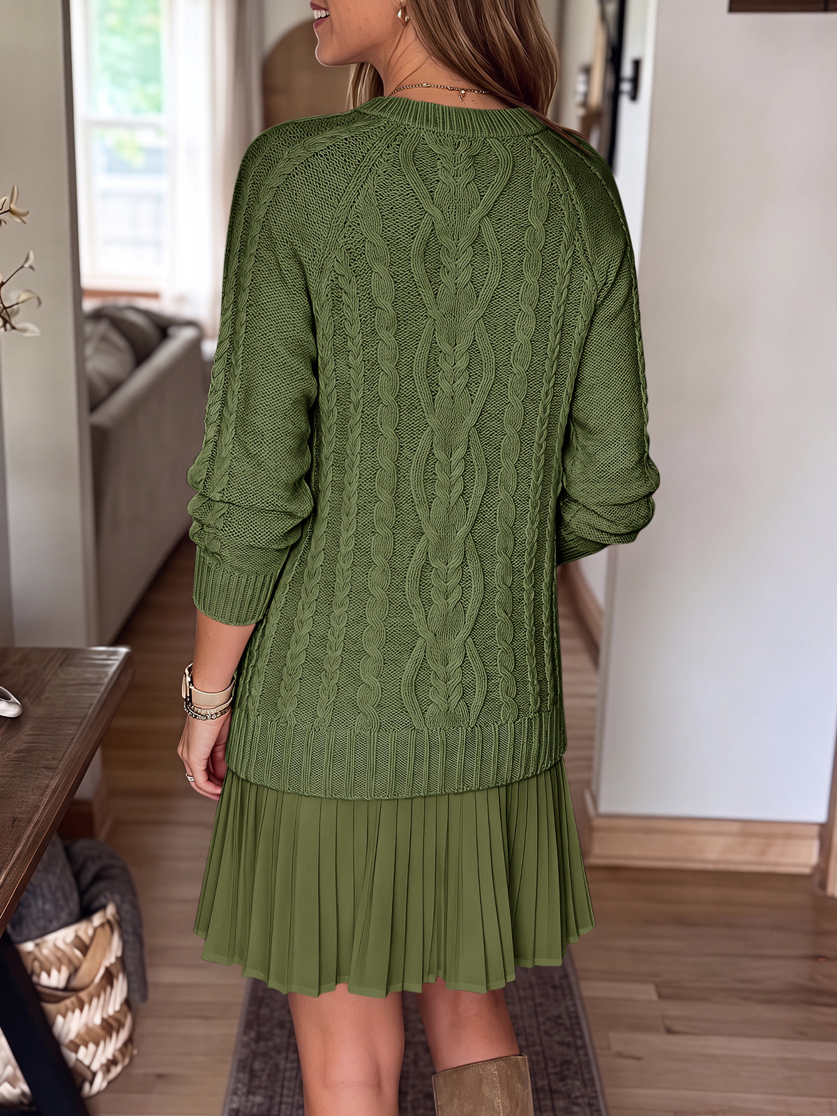 Saodimallsu Women Cable Knit Sweater Dress