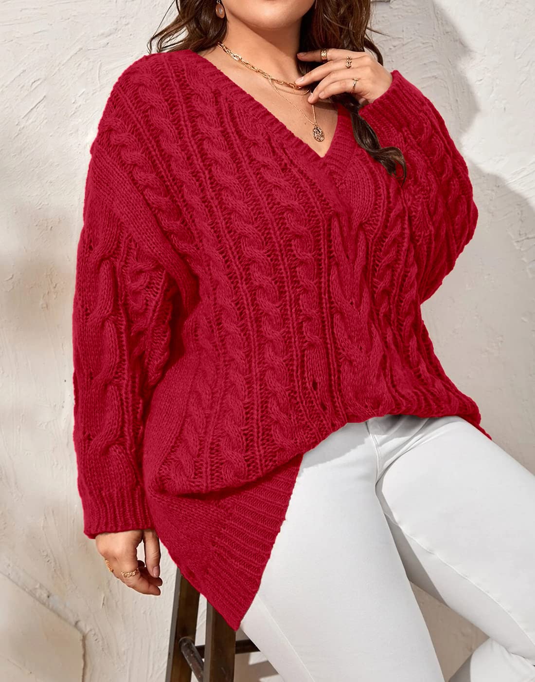 Saodimallsu Womens Plus Size Sweater