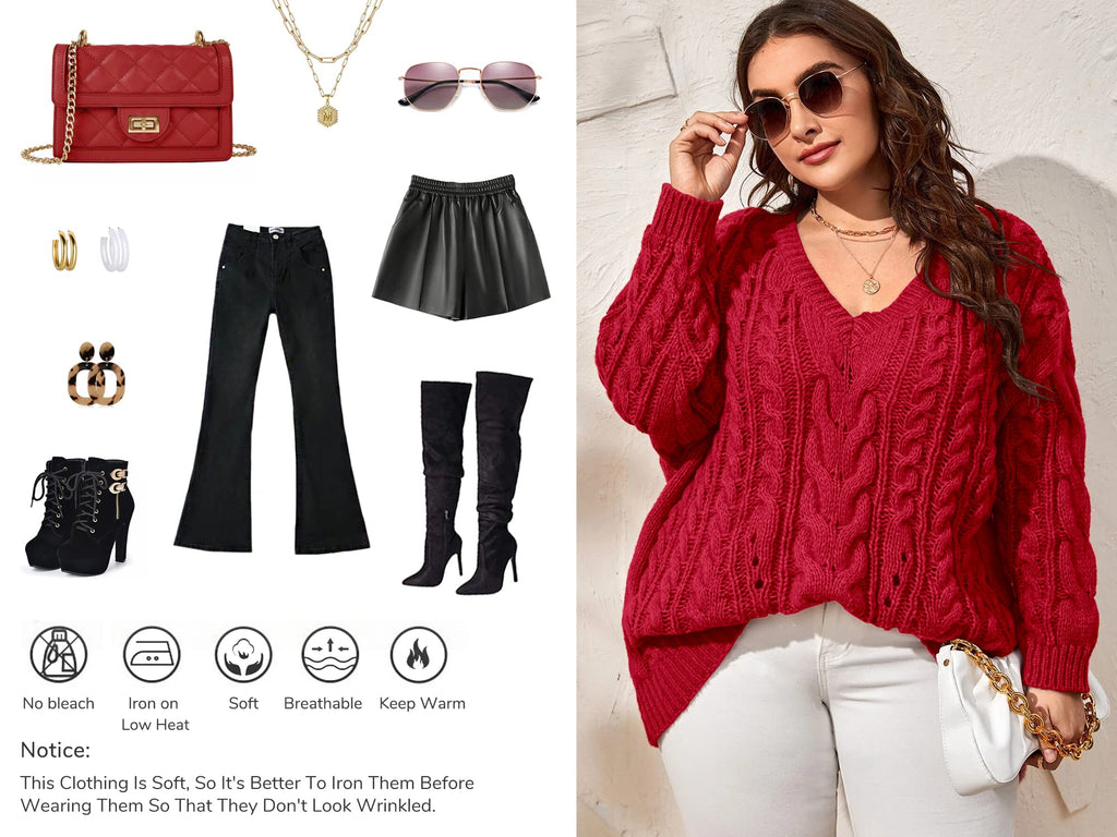 Saodimallsu Womens Plus Size Sweater