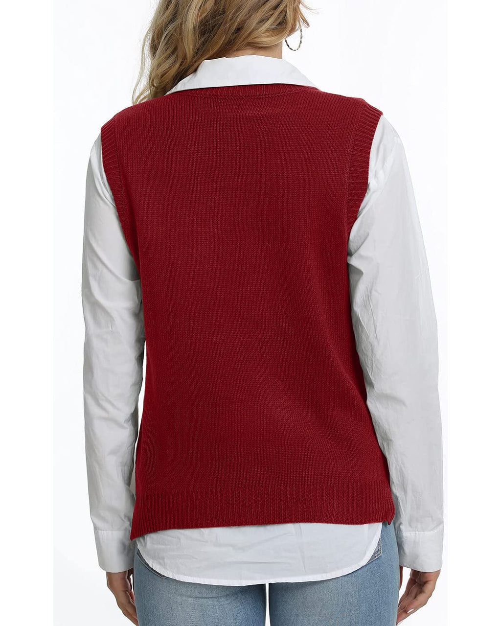 Saodimallsu Womens V Neck Argyle Knit Tops