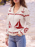 Saodimallsu Womens Zip Up Collared Sweater