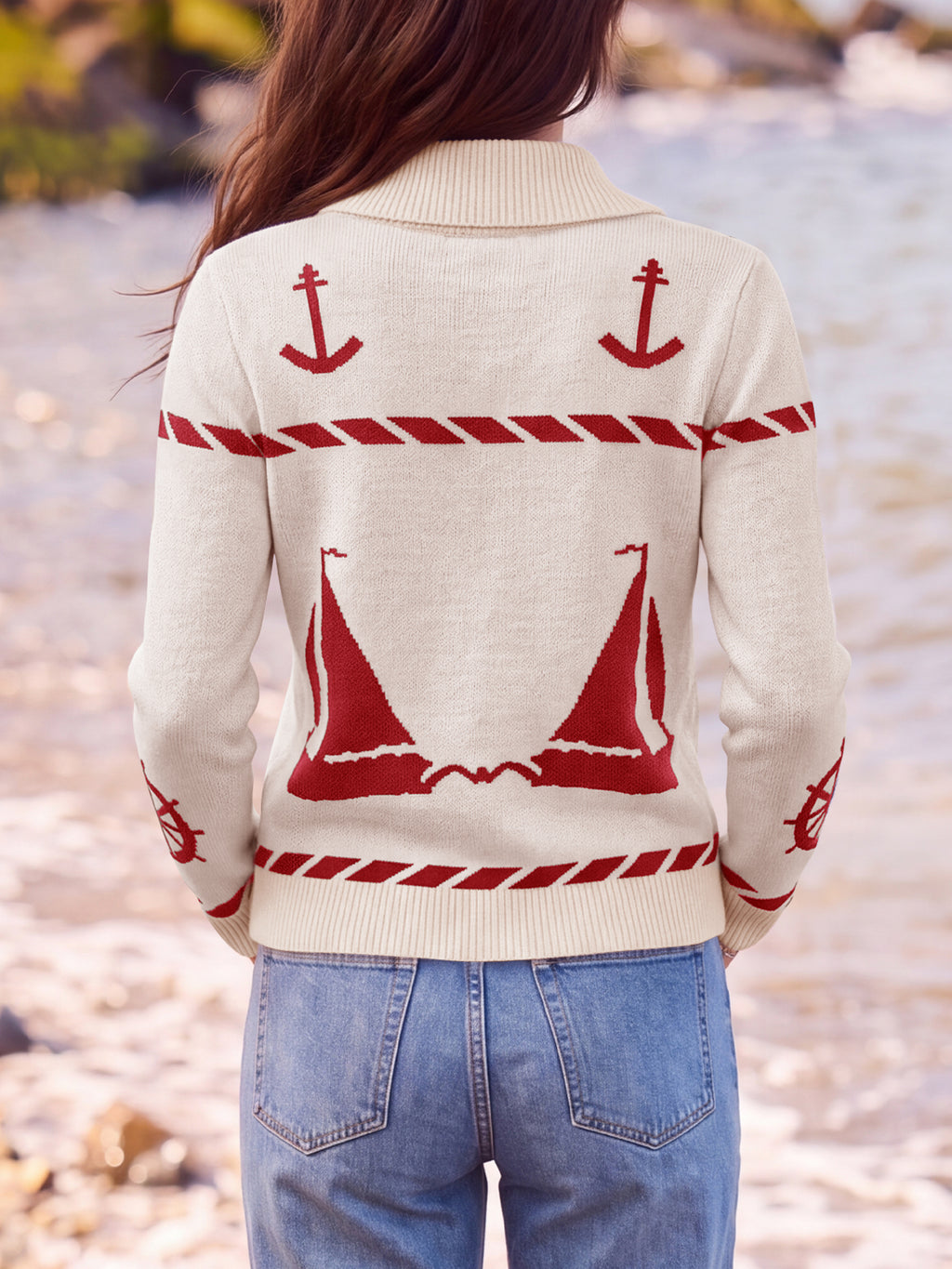 Saodimallsu Womens Zip Up Collared Sweater