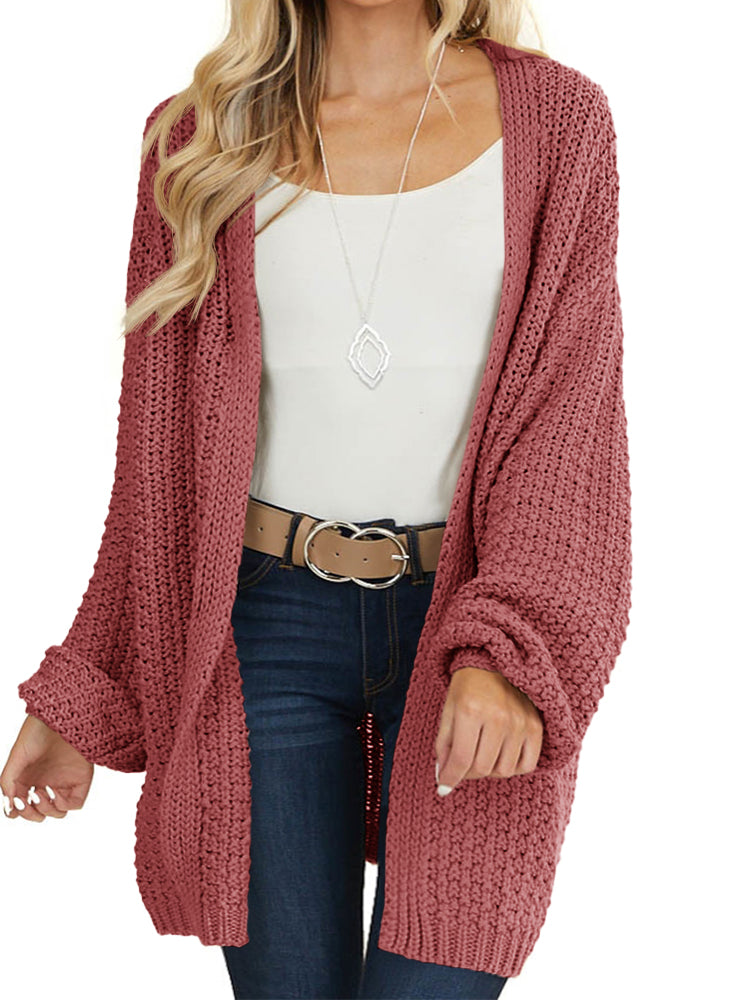 Saodimallsu Womens Oversized Open Front Knit Cardigan