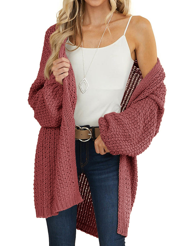 Saodimallsu Womens Oversized Open Front Knit Cardigan