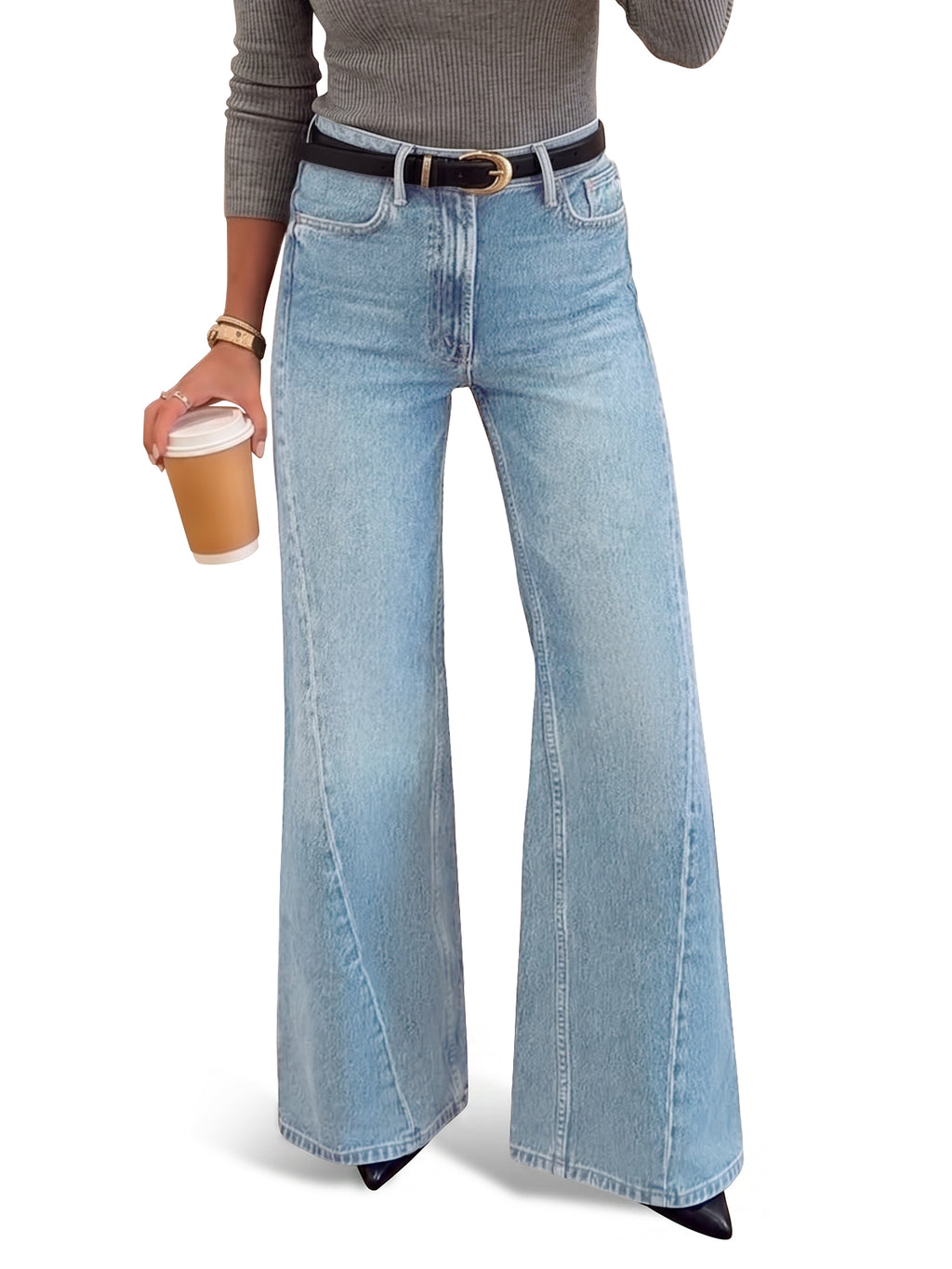 Saodimallsu Women High Waisted Flare Jeans