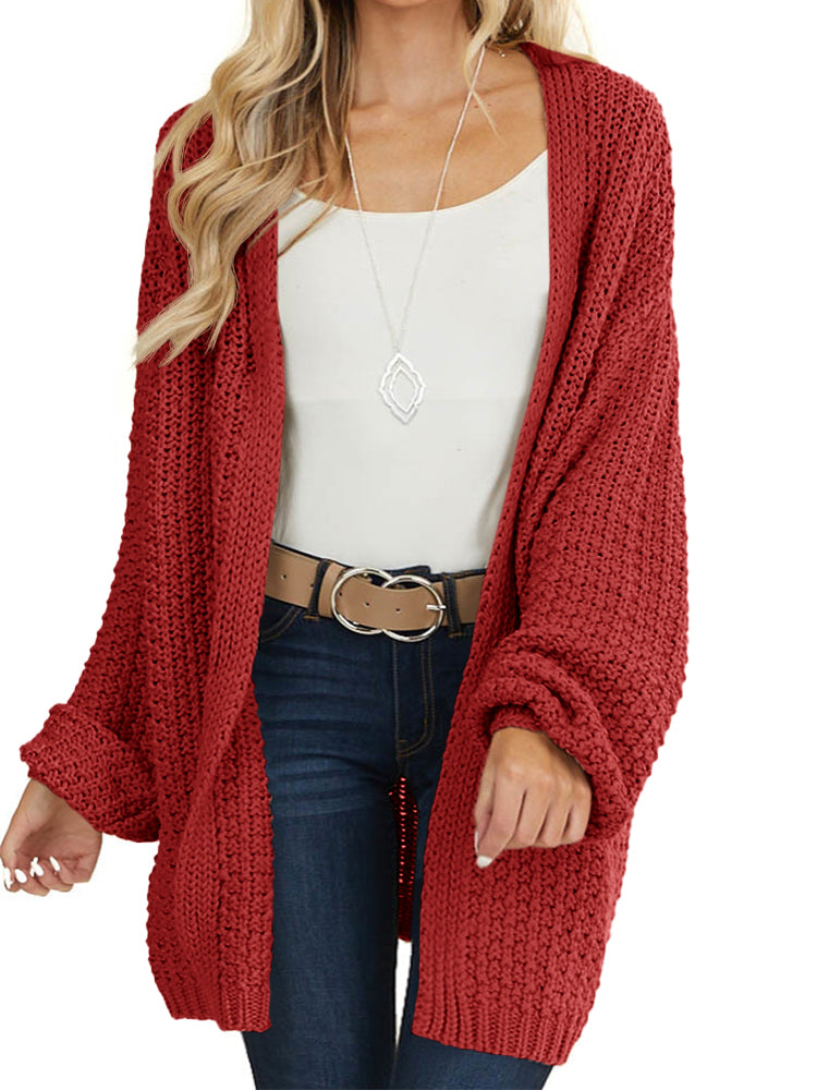 Saodimallsu Womens Oversized Open Front Knit Cardigan