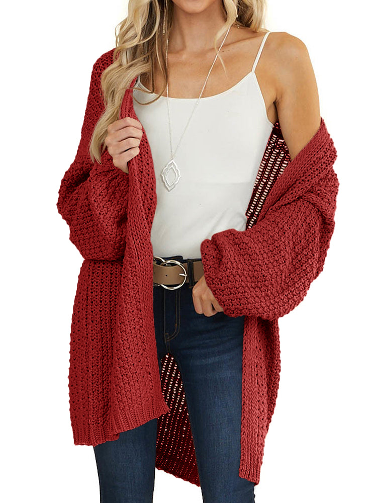 Saodimallsu Womens Oversized Open Front Knit Cardigan