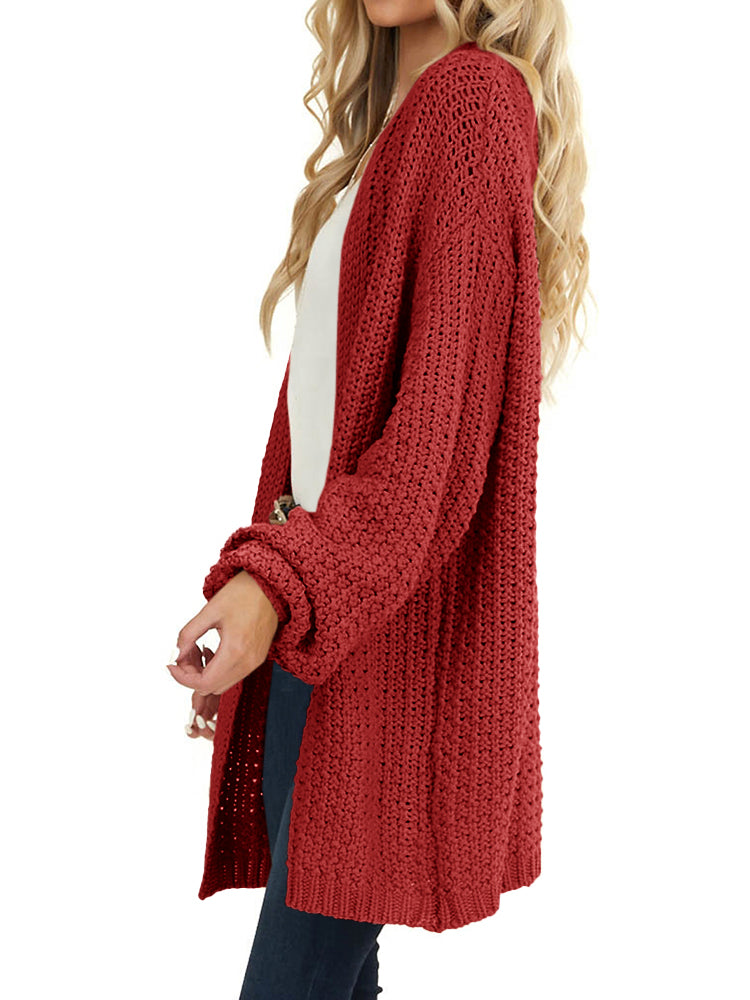 Saodimallsu Womens Oversized Open Front Knit Cardigan
