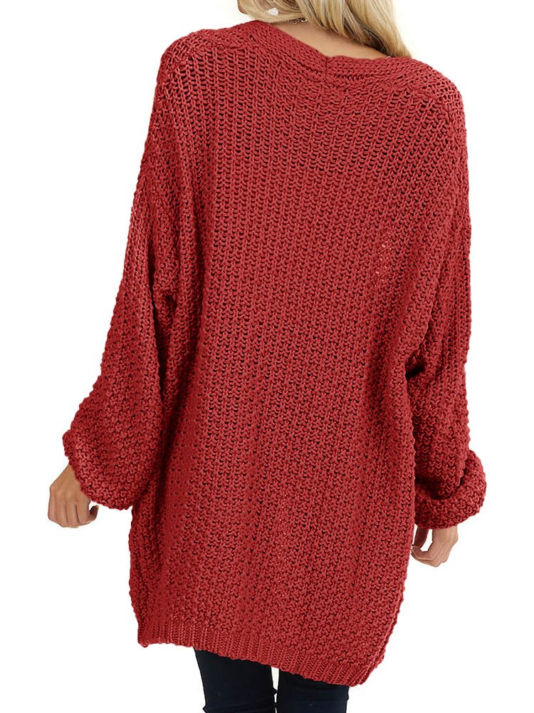 Saodimallsu Womens Oversized Open Front Knit Cardigan