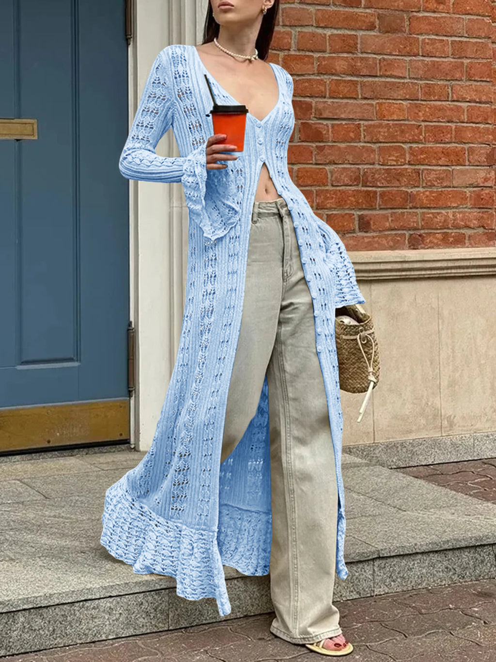 Saodimallsu Womens Boho Crochet Cardigan