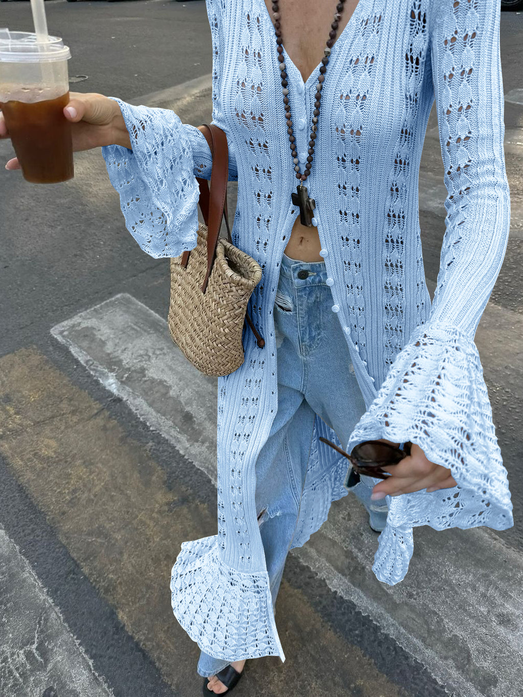 Saodimallsu Womens Boho Crochet Cardigan