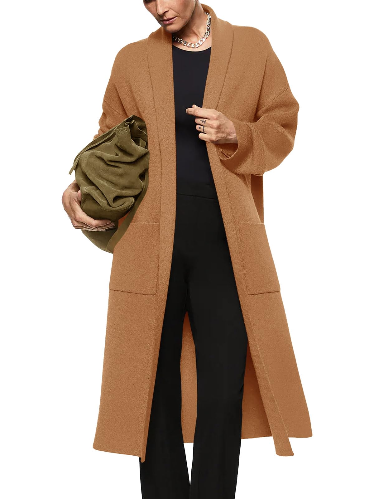 Saodimallsu Womens Oversized Open Front Cardigan