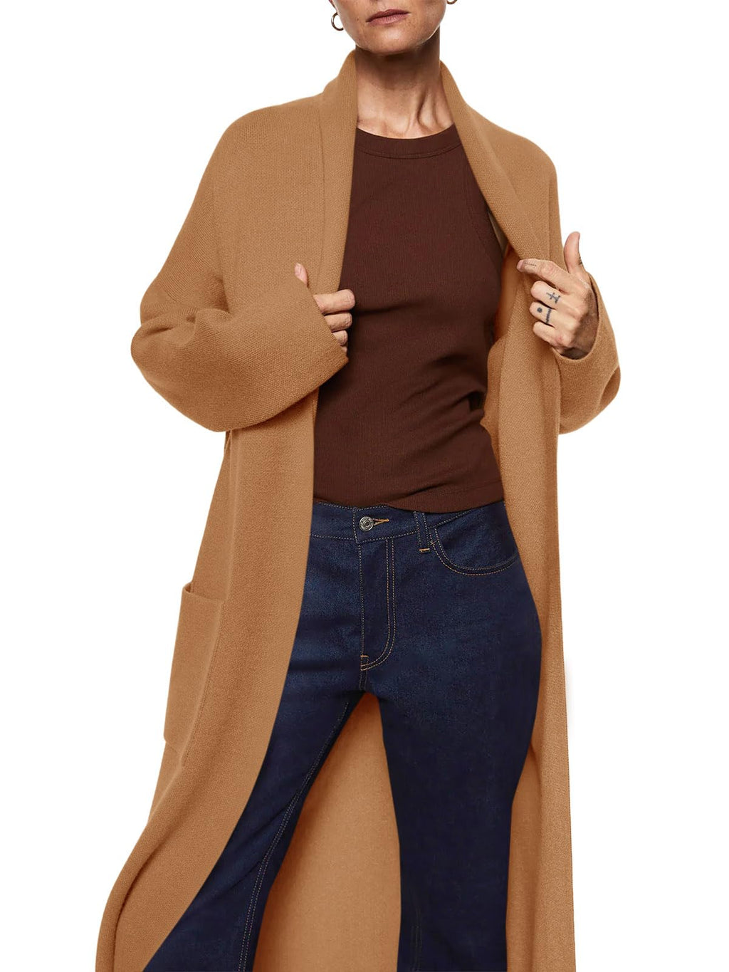 Saodimallsu Womens Oversized Open Front Cardigan