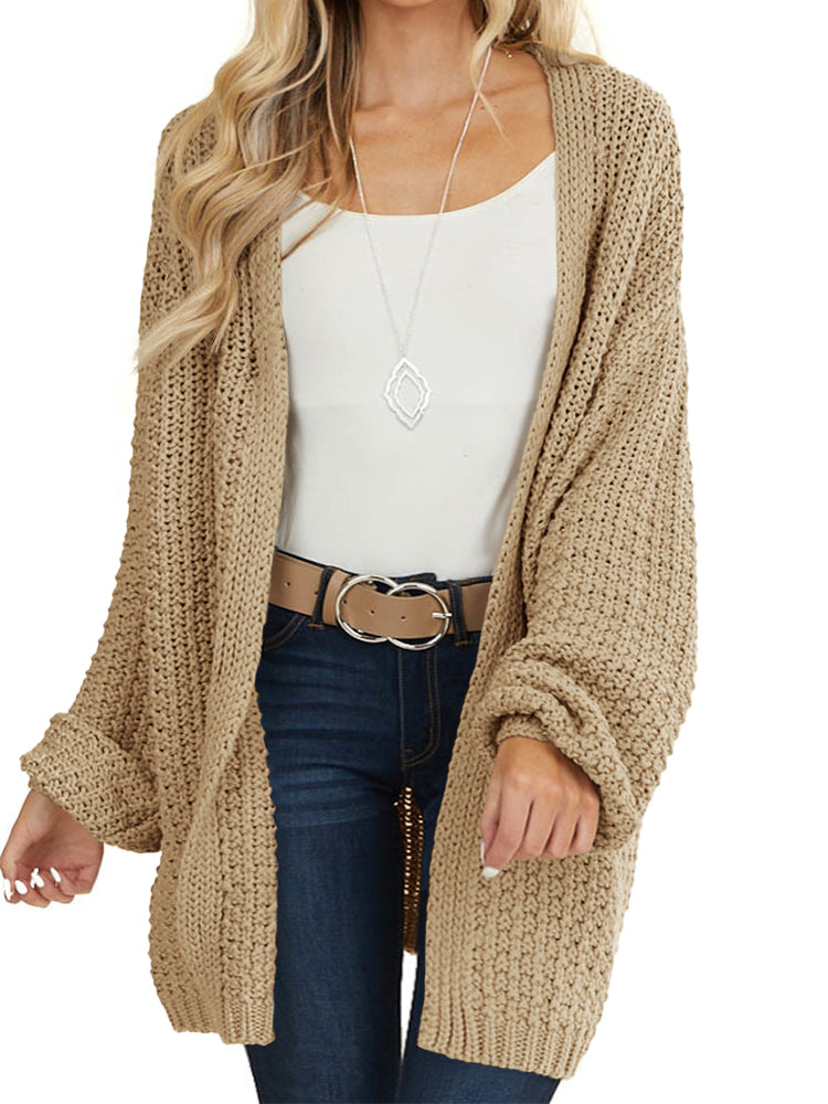 Saodimallsu Womens Oversized Open Front Knit Cardigan
