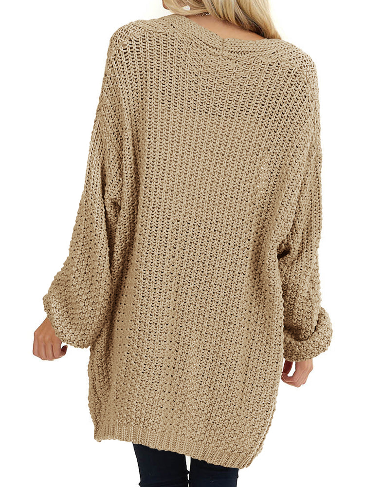 Saodimallsu Womens Oversized Open Front Knit Cardigan